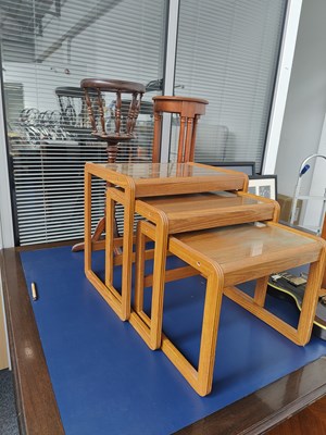 Lot 227 - Two Tall Plant Holders & Nest of Tables
