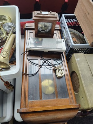 Lot 305 - One Large Wall clock & one Mantle clock and retro white side table clock
