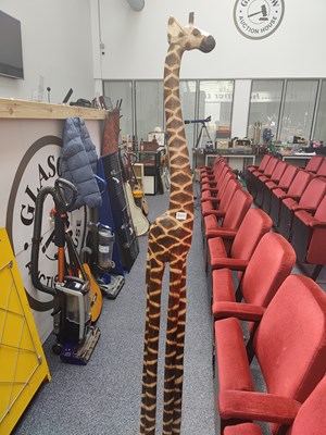 Lot 135 - Hand carved tall wooden giraffe