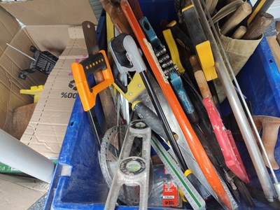 Lot 210 - 2 boxes of asstd tools with loads of saws