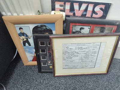 Lot 155 - Qty of framed Elvis memorabilia