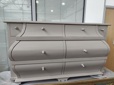 Lot 224 - Grey bow front Chest of Drawers