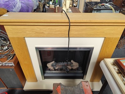 Lot 283 - Electric Fire With Surround in beech finish