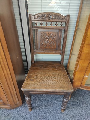 Lot 232 - Wooden carved chair with turned legs
