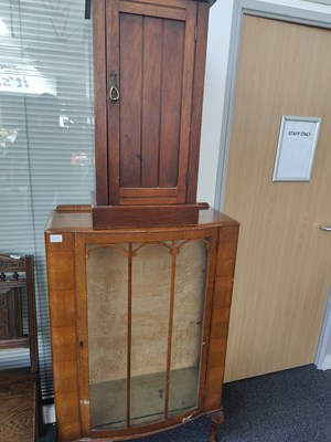 Lot 233 - Small Walnut Glazed Cabinet and cupboard
