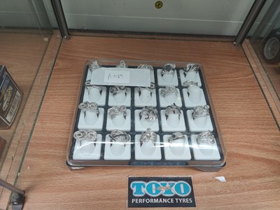 Lot 104 - Box of 20 ladies fashion rings in various styles
