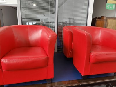 Lot 208 - Four Red Tub Chairs