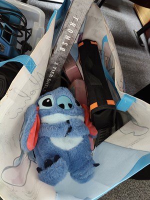 Lot 307 - Bag of Misc including power cables and toys