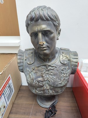 Lot 34 - Heavy bust of Roman General - Damage to nose