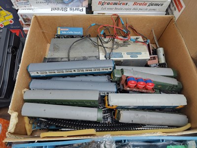 Lot 29 - Box of vintage trains and accessories