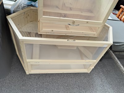 Lot 248 - Large animal cage in wood and mesh