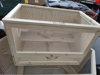 Lot 247 - Small animal cage in wood and mesh
