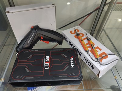 Lot 97 - Soldering iron, cordless screwdriver and mini tool set