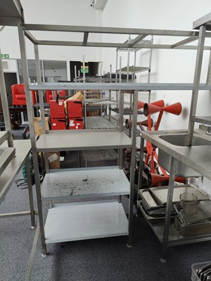 Lot 223 - Commercial catering shelving with overhang