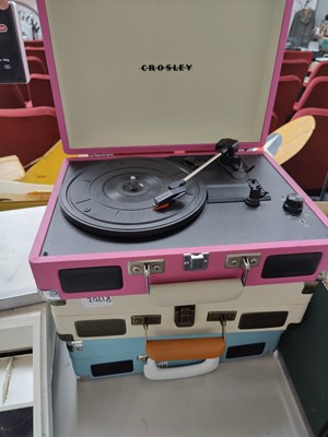 Lot 290 - 3 portable record players in stylish cases