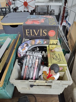 Lot 264 - Box containing asstd Elvis memorabilia