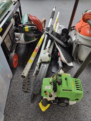 Lot 217 - Florabest strimmer and other garden accessories
