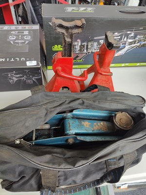 Lot 220 - Trolley jack in bag with 2 axel stands