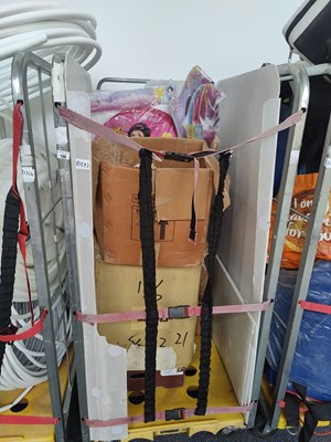 Lot 246 - Cage of party stuff etc