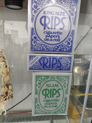 Lot 102 - 6 boxes of asstd Rips cigarette papers on roll