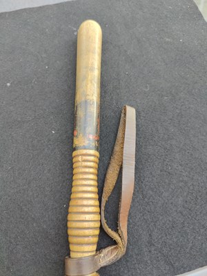 Lot 176 - Vintage wooden baton for peace enforcement likely naval or other enclosed environment
