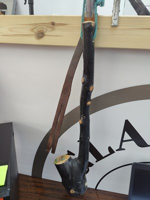 Lot 129 - Irish shillelagh walking club and leather strap