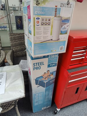 Lot 124 - Best way steel pro 2.59m x 1.7m x 0.61m pool and Krystal clear c1000 filter