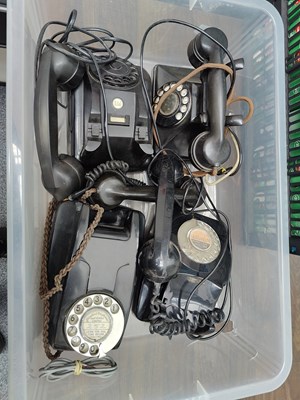 Lot 166 - Box containing vintage telepones