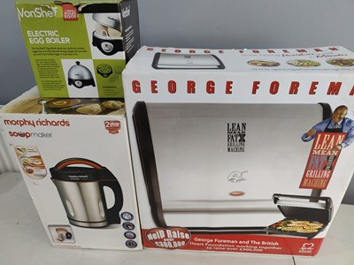 Lot 18 - George Forman Lean Mean Fat Grilling Machine, Electric Egg Boiler & Morphy Richards Shoup Maker